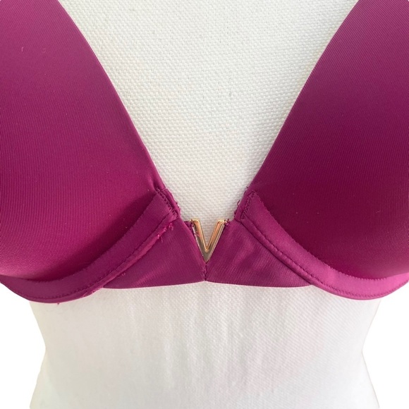 Victorias Secret Bra Size 32DD Push Up Magenta Fuschia Underwire Padded Contour - Picture 5 of 11